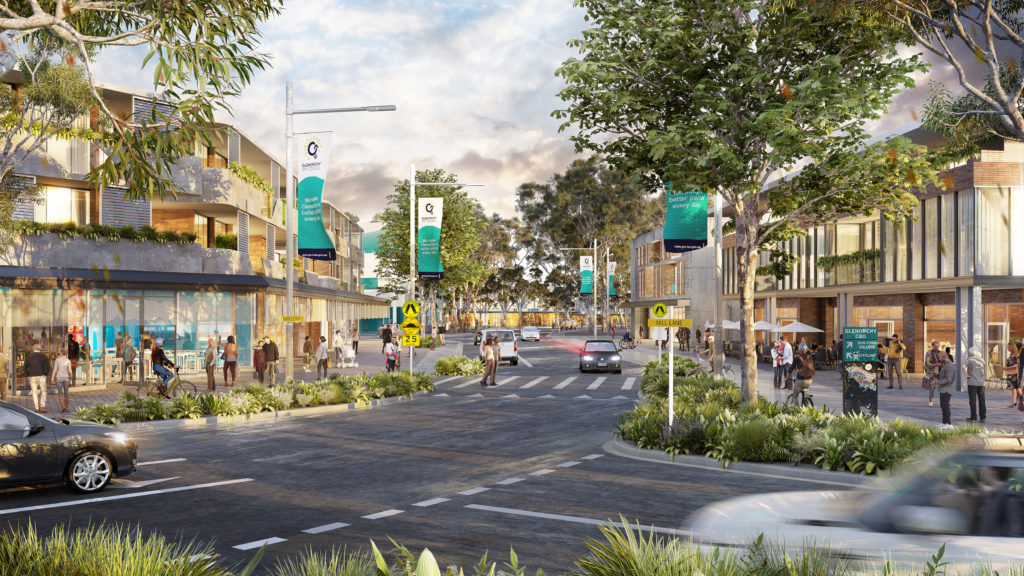 Artists impression of how Barry Street in GLenorchy could look in 2040 under the Greater Glenorchy Plan