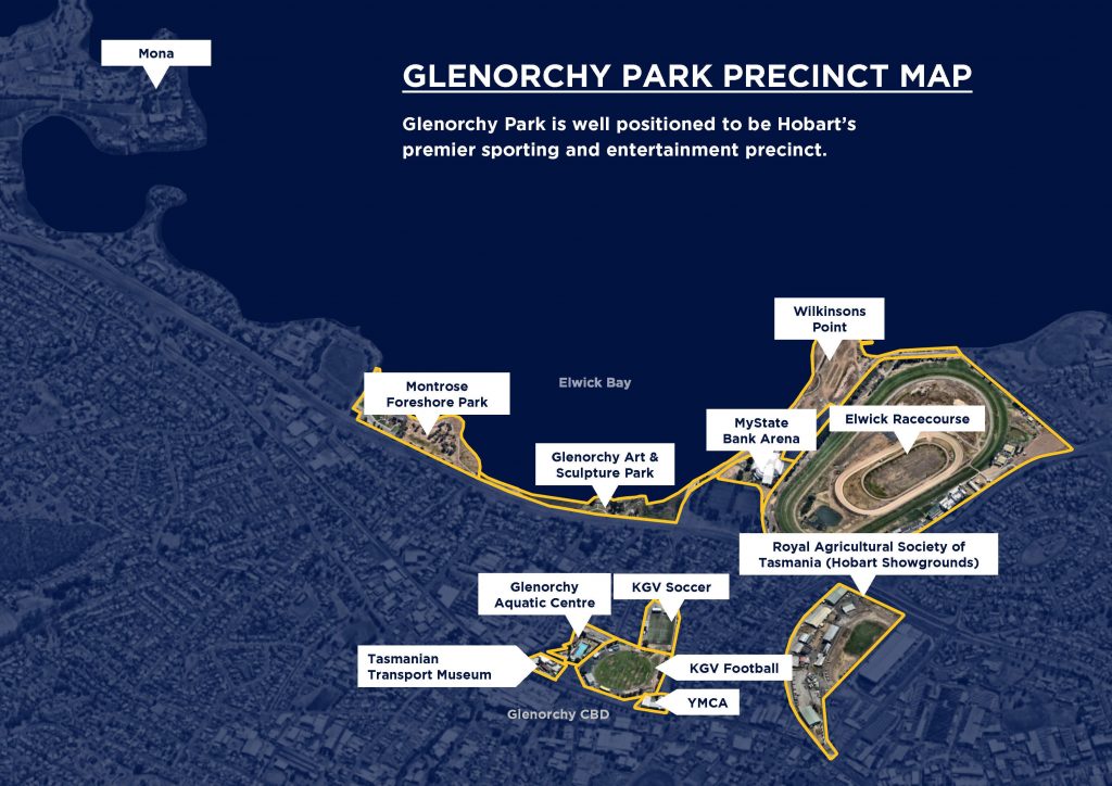 Map showing the area and facilities that are part of the Glenorchy Park masterplan
